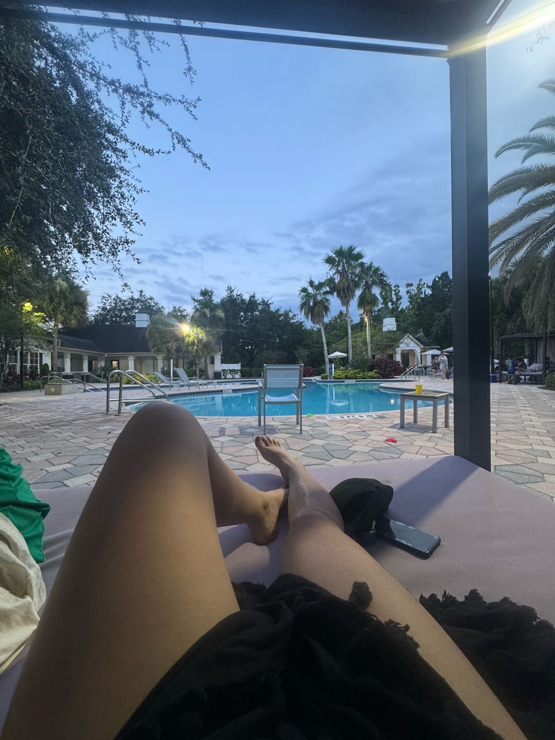 Winding down by the pool at dusk